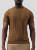 GentleKnit Breathable Striped Short Sleeve Knitted T-Shirt